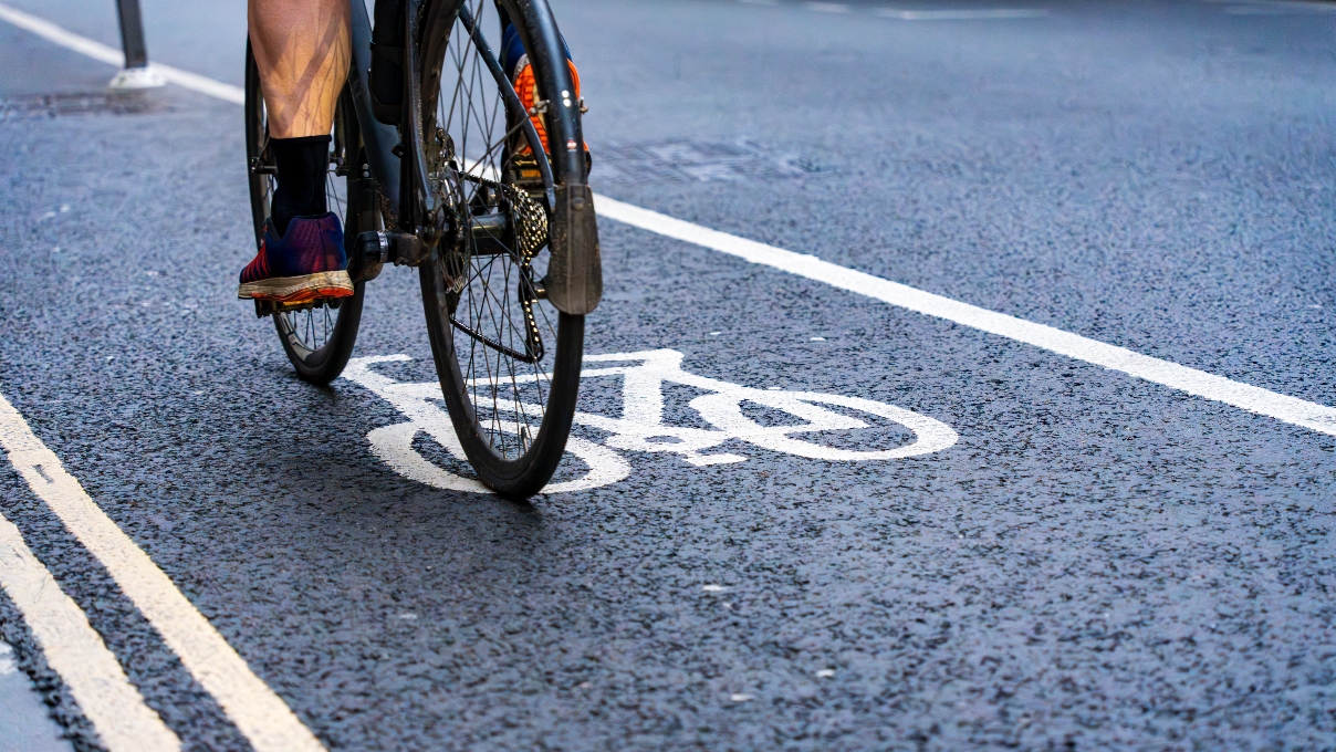 Cyclist in a cycle lane